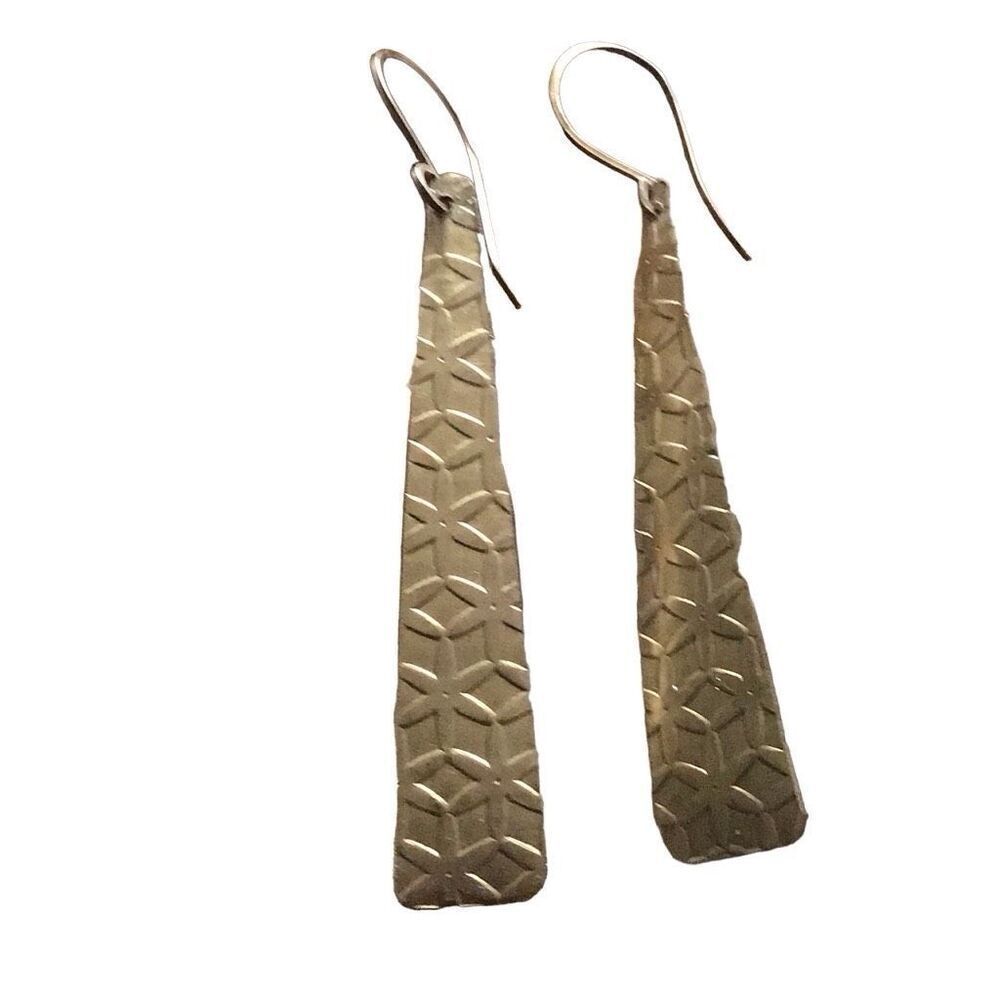 Golden Brass Earrings, New, Handmade, 3”